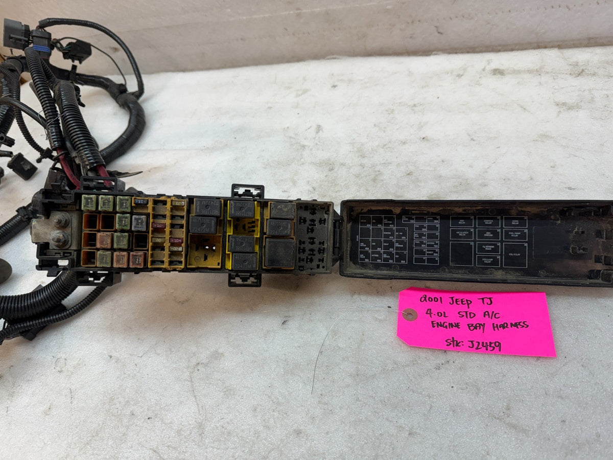 2001 JEEP WRANGLER TJ 4.0 M/T MANUAL TRANS ENGINE FUSE BOX HARNESS LOOM w A/C