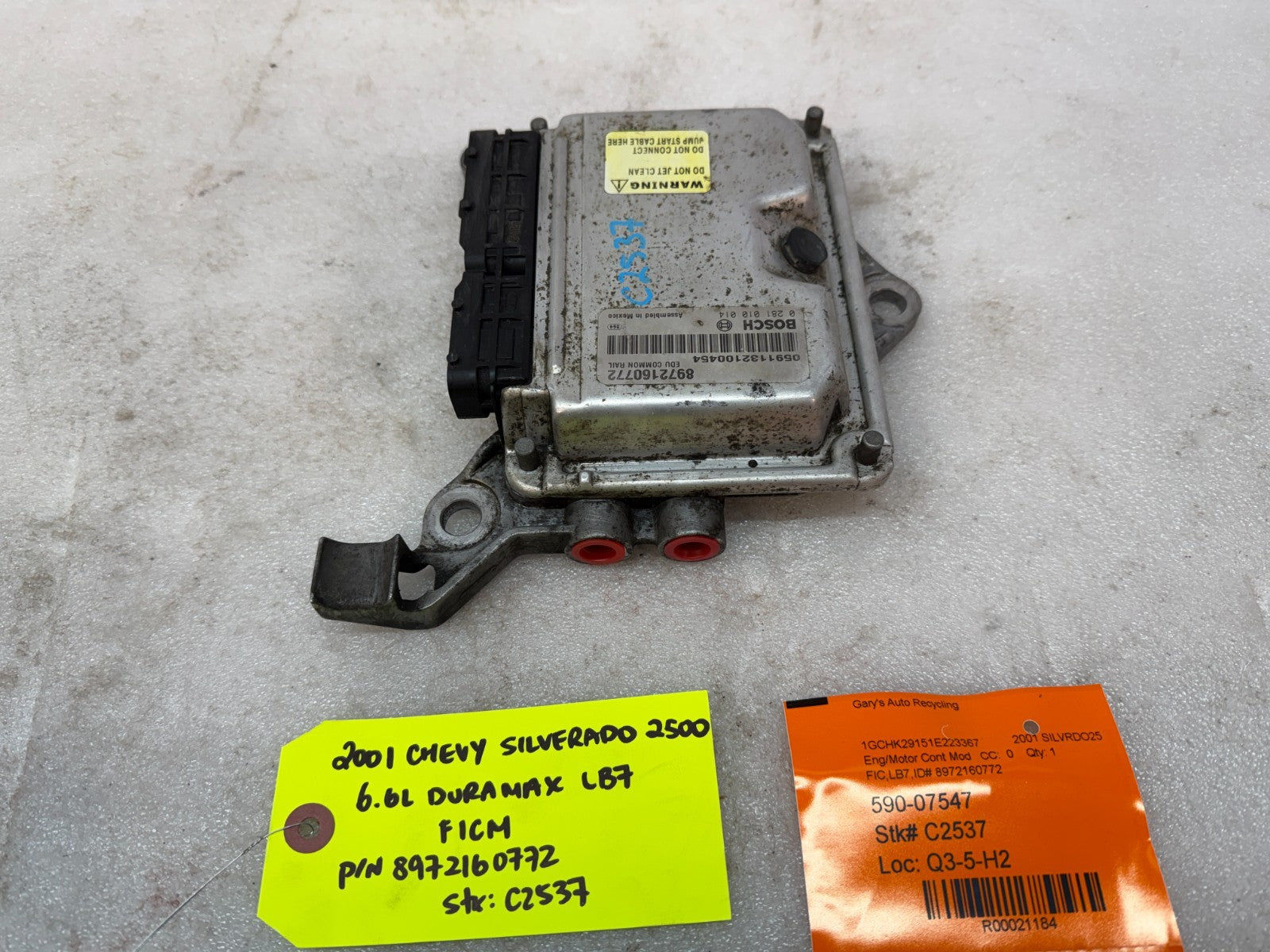 01 Chevrolet GMC LB7 6.6 DURAMAX FICM FUEL INJECTION CONTROL MODULE 8972160772