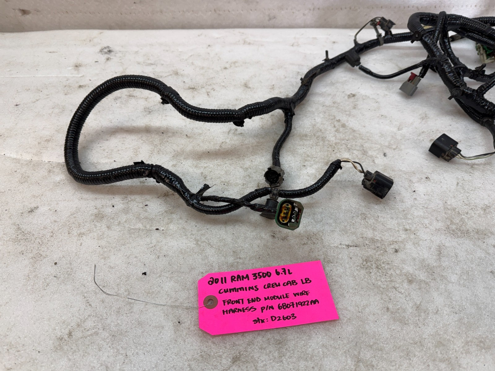 11 DODGE RAM 2500 3500 6.7 FRONT END MODULE WIRING HARNESS 4x4 AUTO 68071922AA