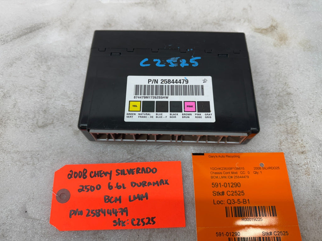 08 09 10 Chevrolet GMC DURAMAX LMM 6.6 BCM BODY CONTROL MODULE 25844479