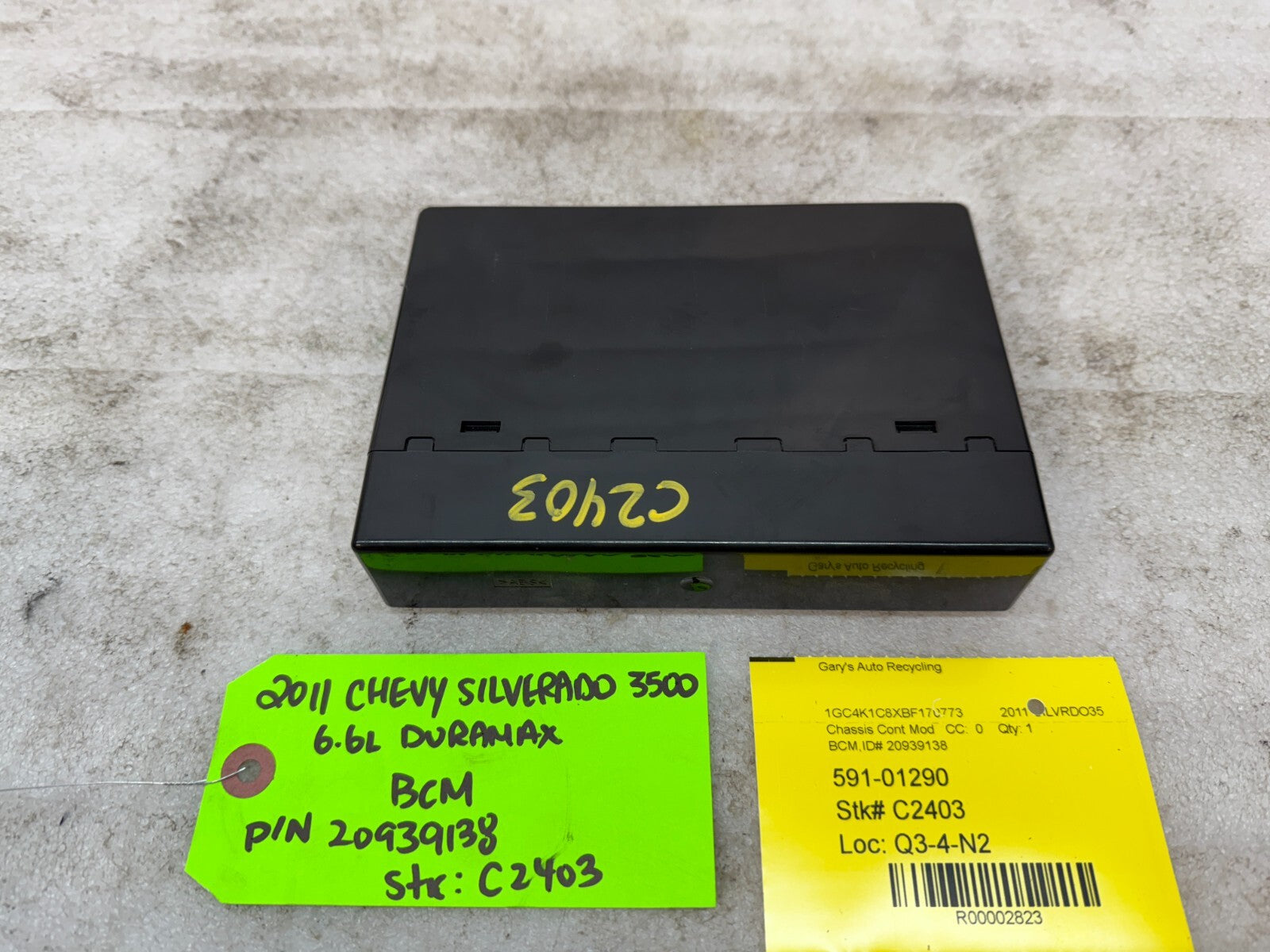 11-14 Chevrolet GMC 2500HD DURAMAX 6.6 LML BCM BODY CONTROL MODULE 20939138