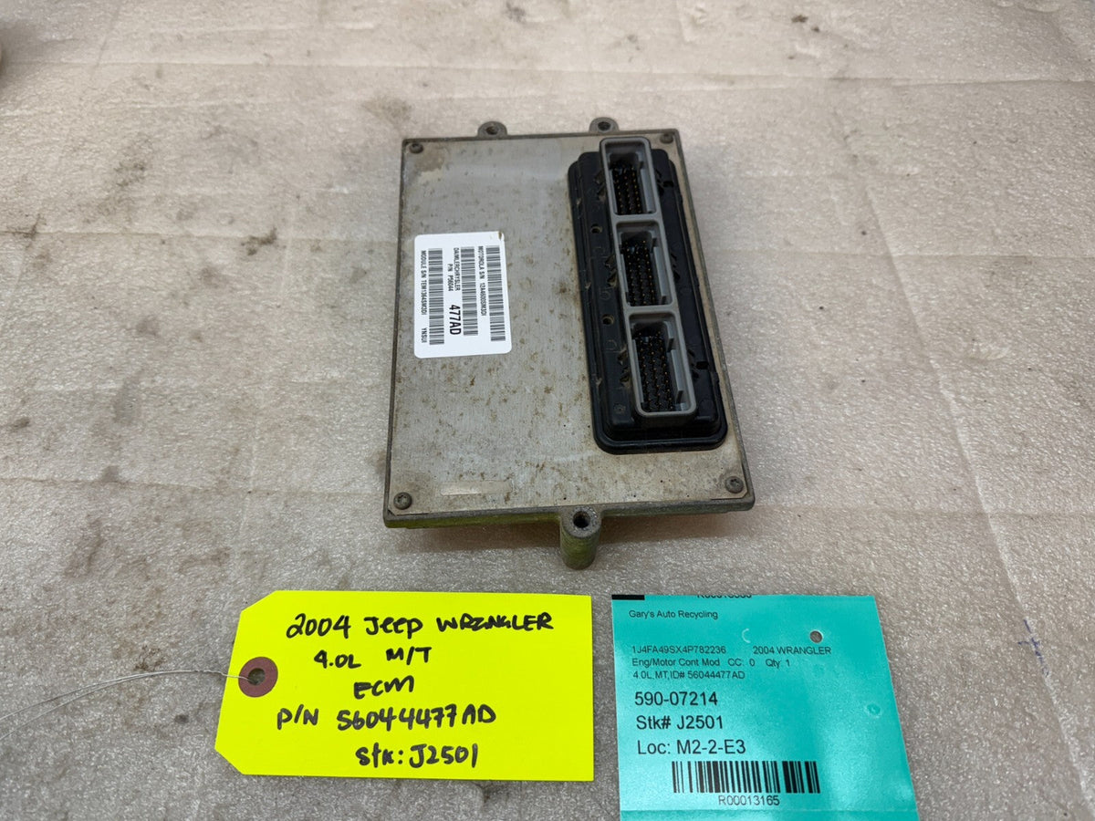 04 JEEP WRANGLER TJ 4.0 MANUAL TRANS ENGINE COMPUTER ECM ECU P56044477AD