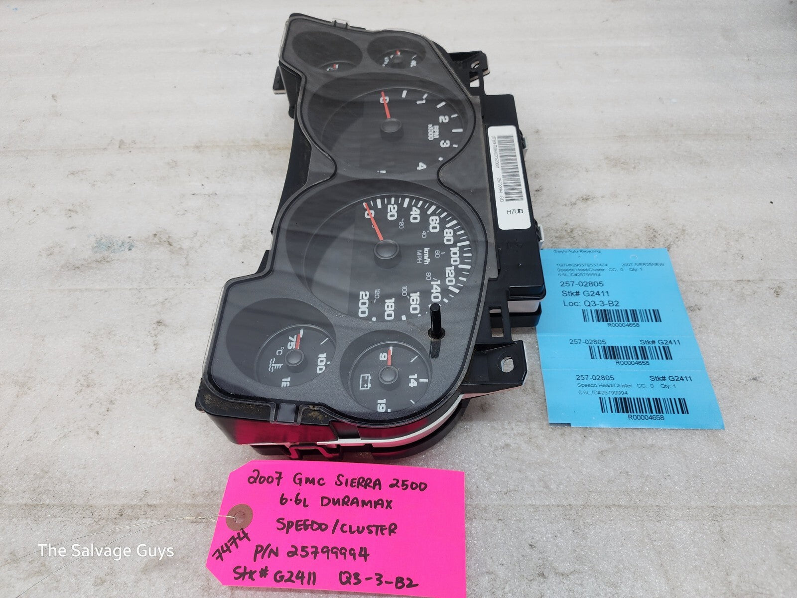 07.5-10 Chevrolet GMC SIERRA DIESEL SPEEDOMETER DASH GAUGE CLUSTER METRIC KM/H