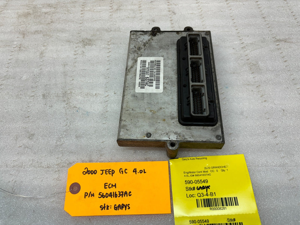 00 JEEP GRAND CHEROKEE 4.0 AUTOMATIC ENGINE COMPUTER ECM ECU P56041637AC