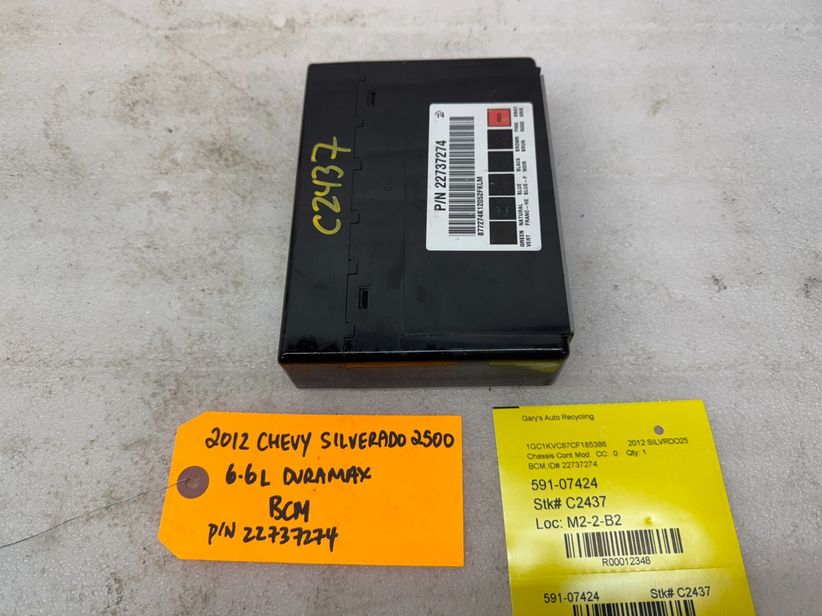 11-14 Chevrolet GMC 2500HD DURAMAX 6.6 LML BCM BODY CONTROL MODULE 22737274