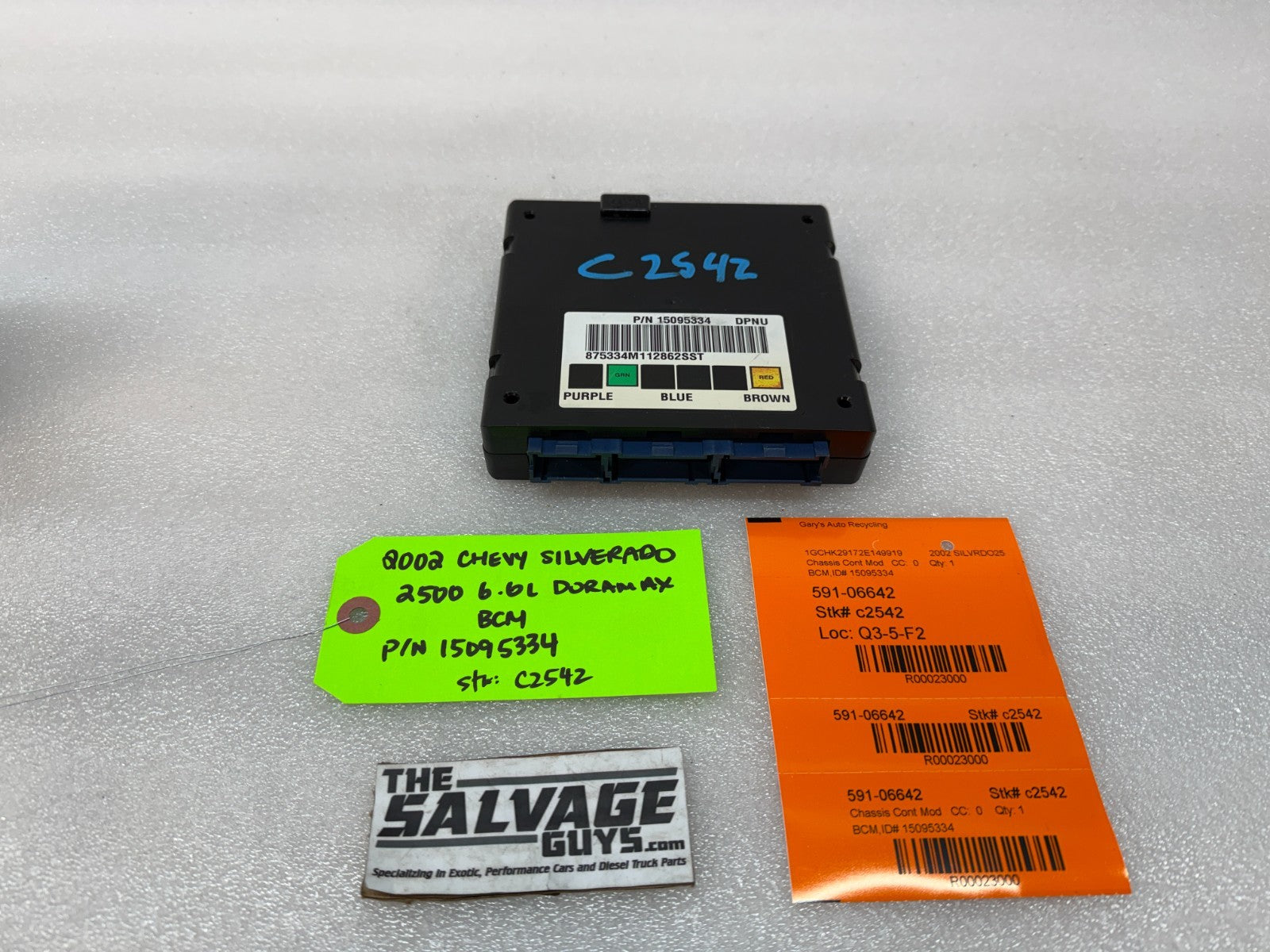 01 02 Chevrolet GMC DURAMAX LB7 6.6 BODY CONTROL MODULE BCM 15095334