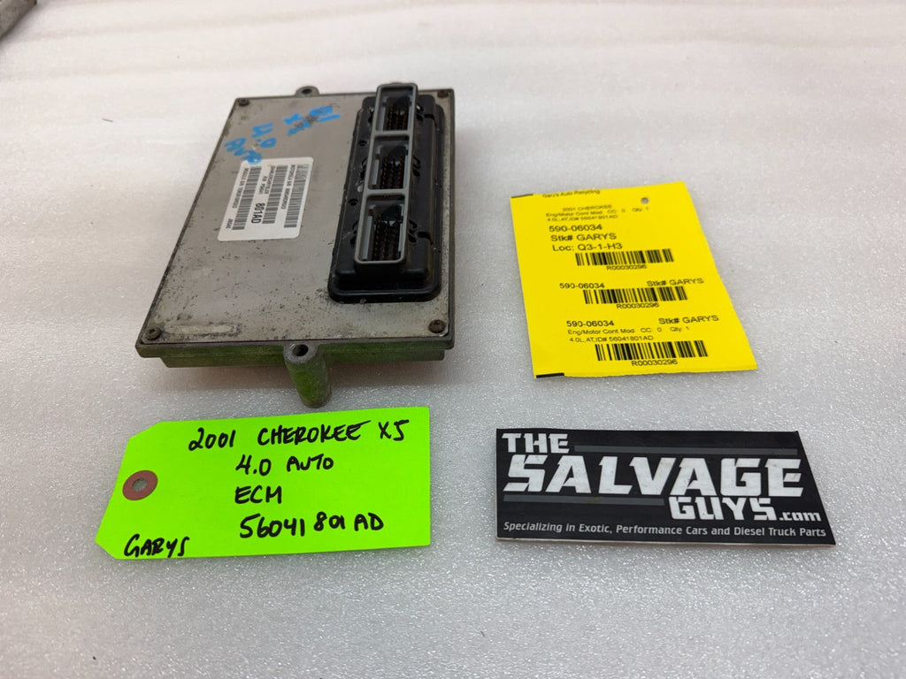 01 JEEP CHEROKEE XJ 4.0 AUTOMATIC ENGINE COMPUTER ECM ECU P56041801AD