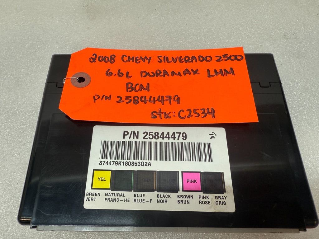 08 09 10 Chevrolet GMC DURAMAX LMM 6.6 BCM BODY CONTROL MODULE 25844479