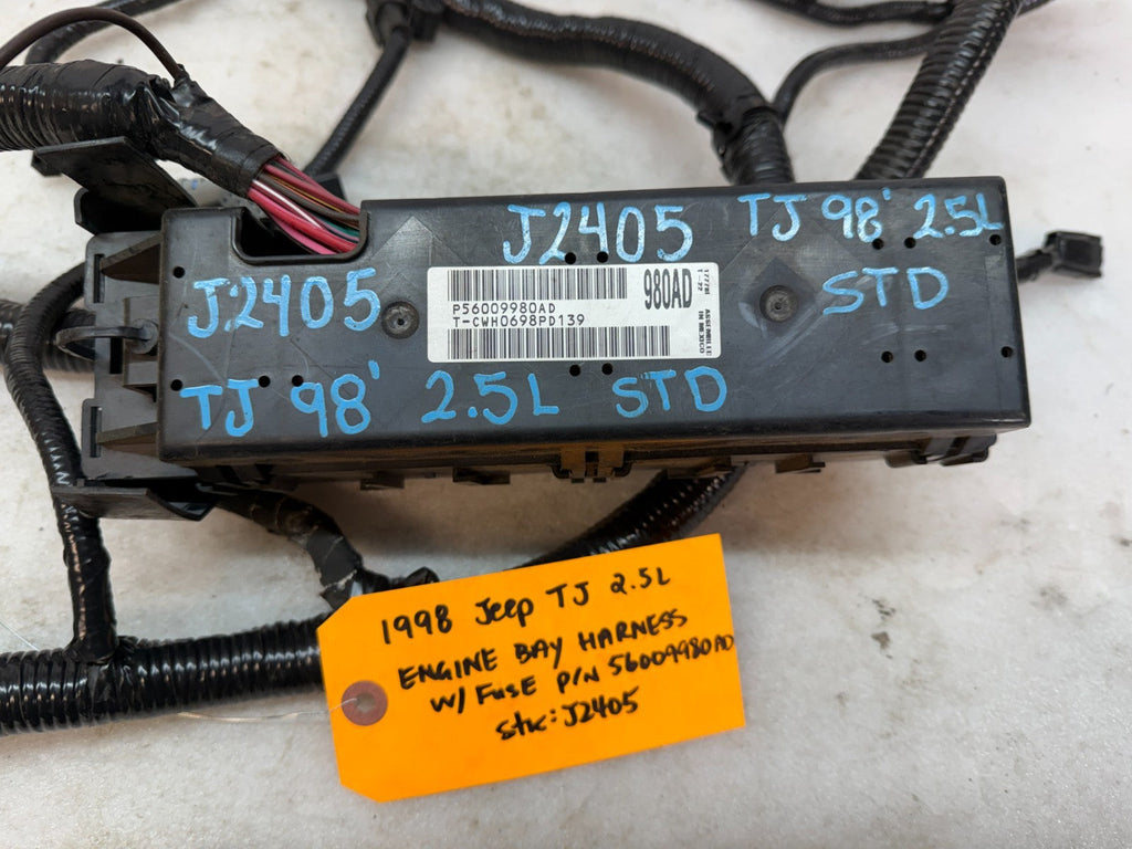 1998 JEEP WRANGLER TJ 2.5 MANUAL TRANS ENGINE FUSE BOX HARNESS LOOM 56009980AD