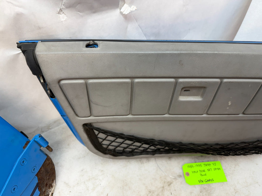 87-95 JEEP WRANGLER YJ OEM BLUE LEFT RIGHT HALF DOORS W DOOR PANELS