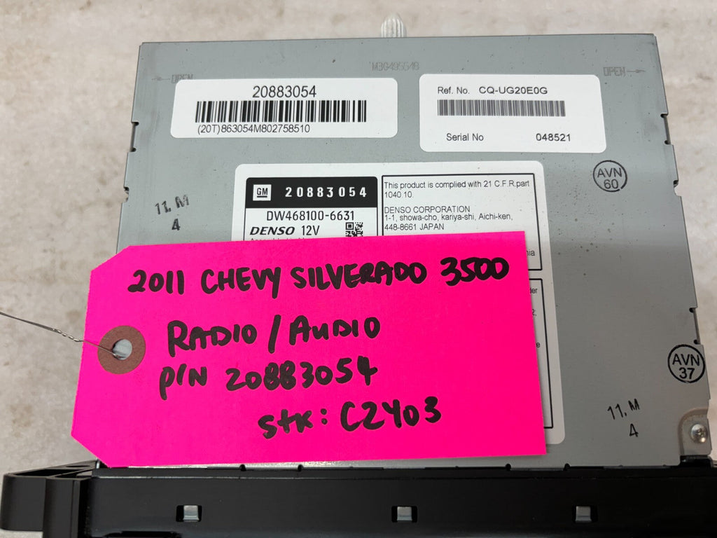 11 GMC SIERRA CHEVROLET SILVERADO OEM UUK NAVIGATION STEREO RADIO 09-13 20883054