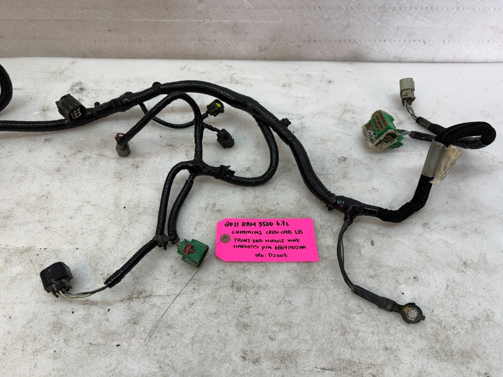 11 DODGE RAM 2500 3500 6.7 FRONT END MODULE WIRING HARNESS 4x4 AUTO 68071922AA