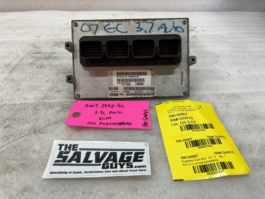 07 JEEP GRAND CHEROKEE WK2 3.7 AUTOMATIC ENGINE COMPUTER ECM ECU P05094888AD