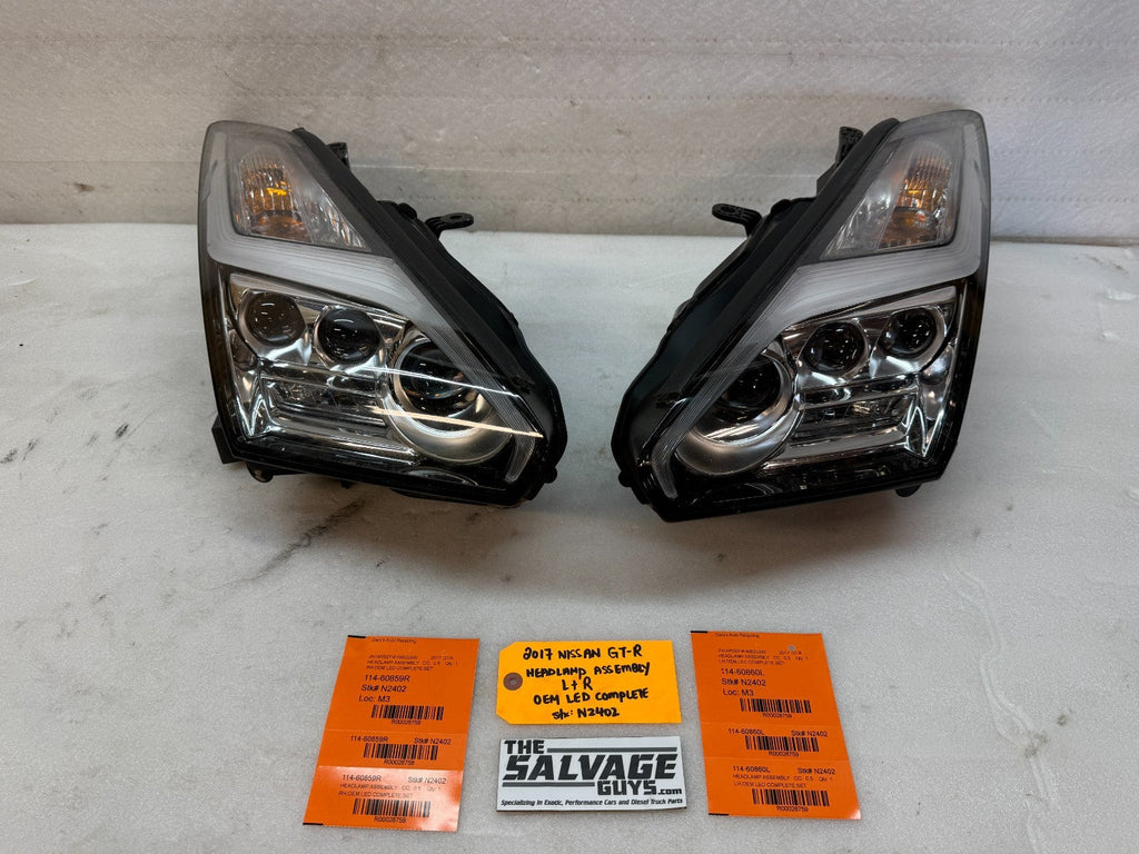 17 NISSAN GTR R35 OEM VR38 LEFT RIGHT XENON LED HEADLIGHTS HEADLAMP 15-20