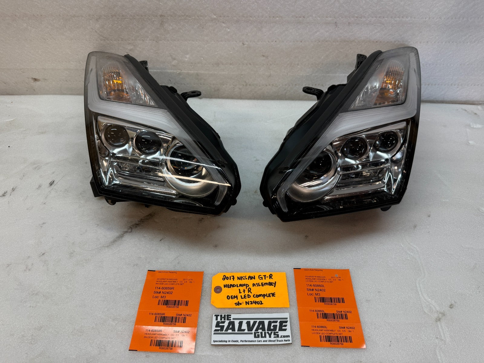 17 NISSAN GTR R35 OEM VR38 LEFT RIGHT XENON LED HEADLIGHTS HEADLAMP 15-20