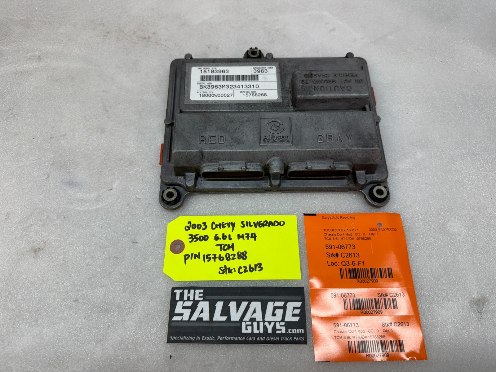 03 Chevrolet GMC SILVERADO 6.6 TCM TCU TRANSMISSION COMPUTER ALLISON 15768288