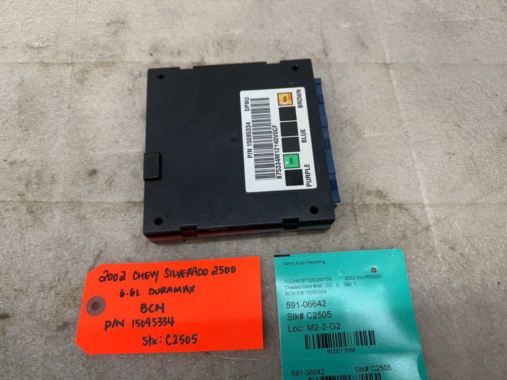 01 02 Chevrolet GMC DURAMAX LB7 6.6 BODY CONTROL MODULE BCM 15095334