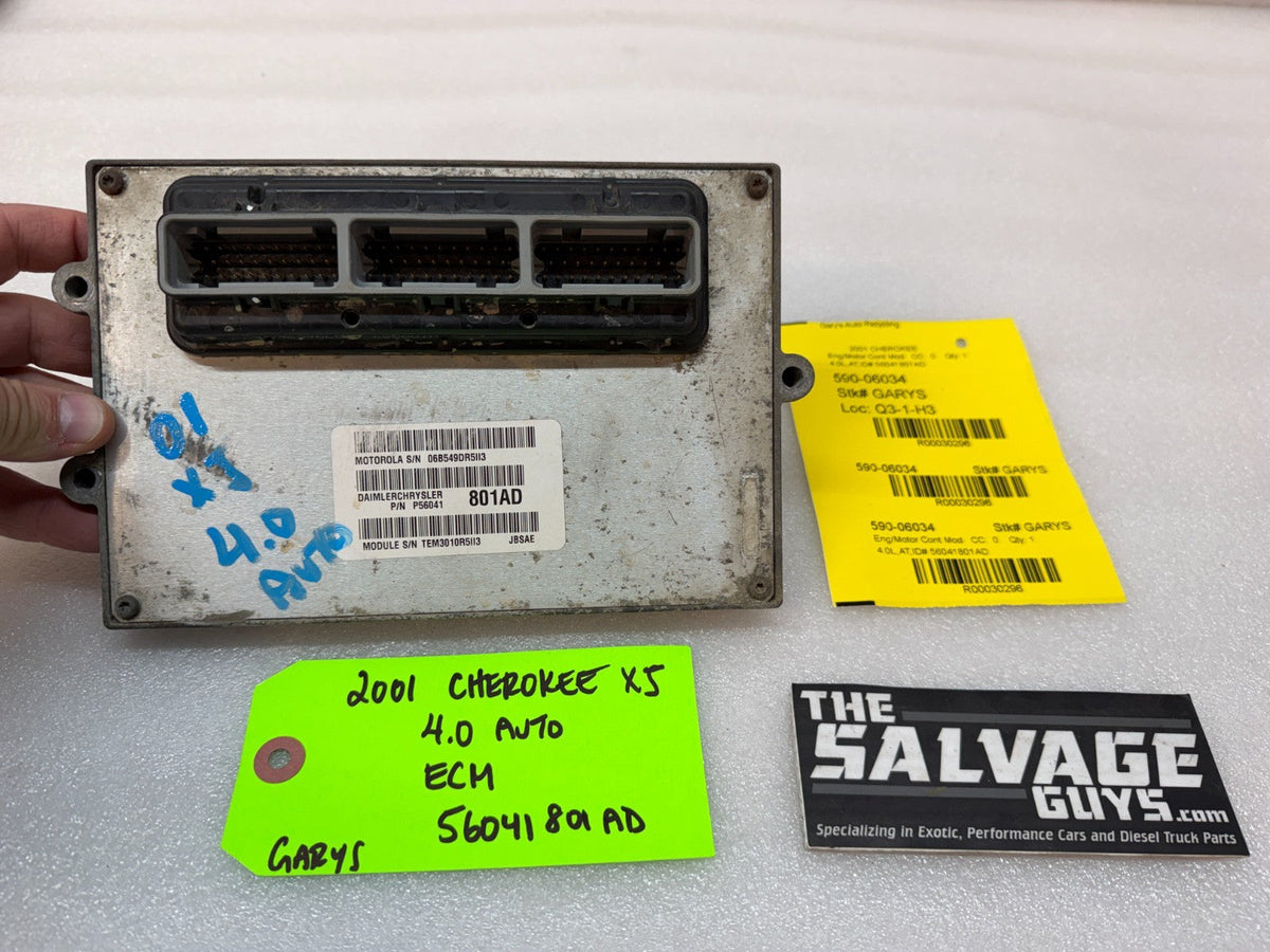01 JEEP CHEROKEE XJ 4.0 AUTOMATIC ENGINE COMPUTER ECM ECU P56041801AD