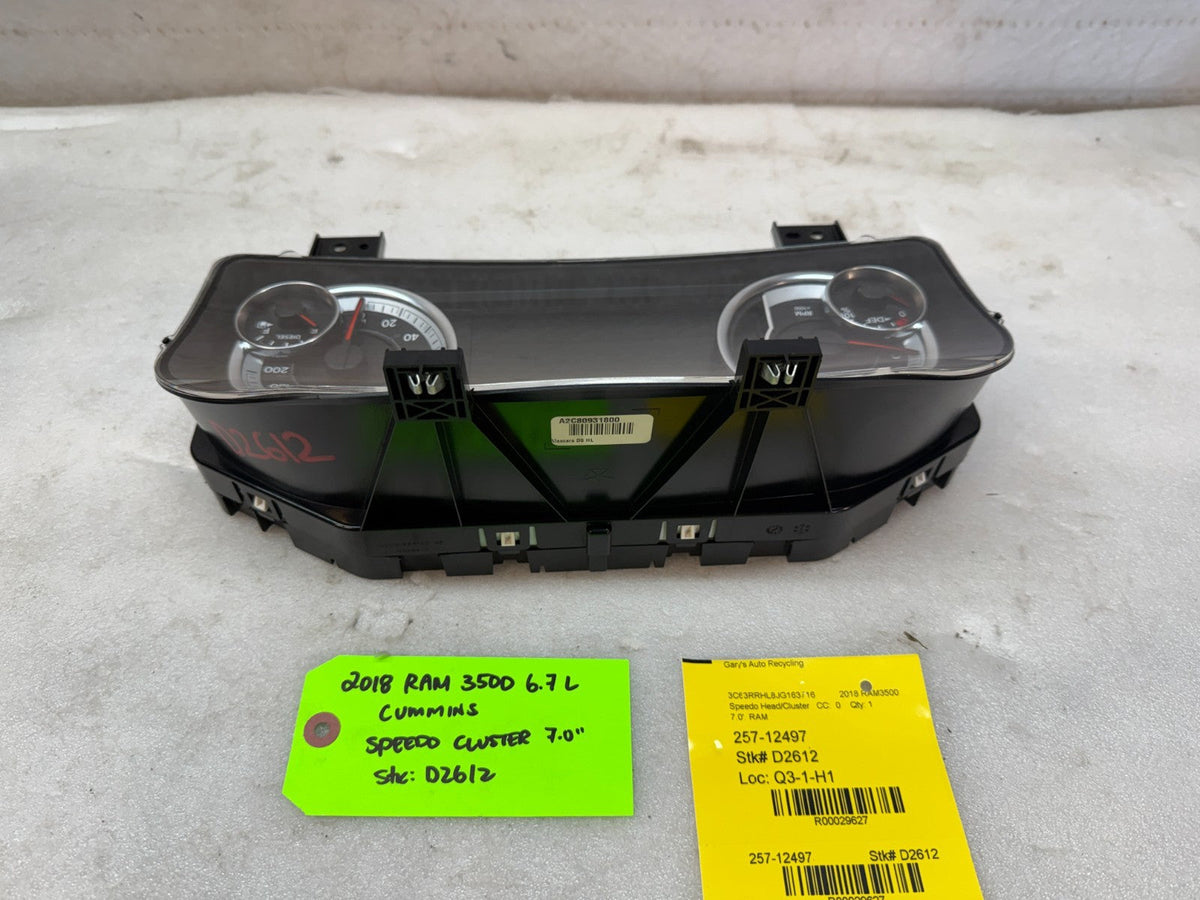 15-18 DODGE RAM 2500 3500 6.7 DIESEL GAUGE CLUSTER SPEEDOMETER 7" EVIC SCREEN