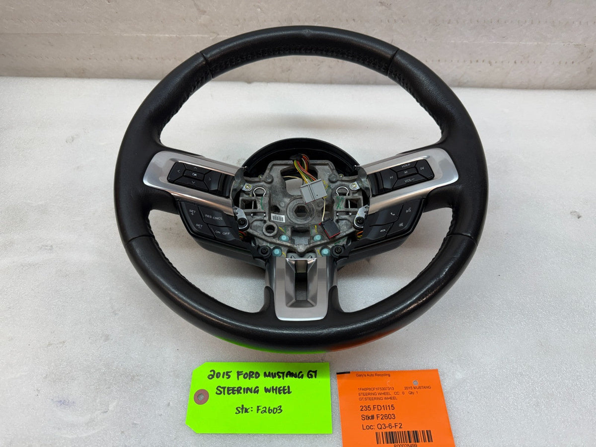2015 FORD MUSTANG GT BLACK LEATHER STEERING WHEEL W CONTROLS 6sp MANUAL 15 16 17