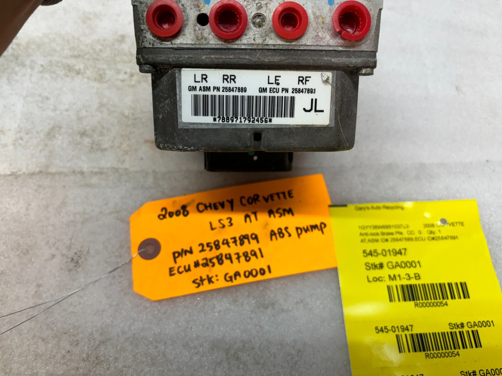 08 CHEVROLET CORVETTE C6 OEM ABS ANTI LOCK BRAKE PUMP MODULE 25847891 24K