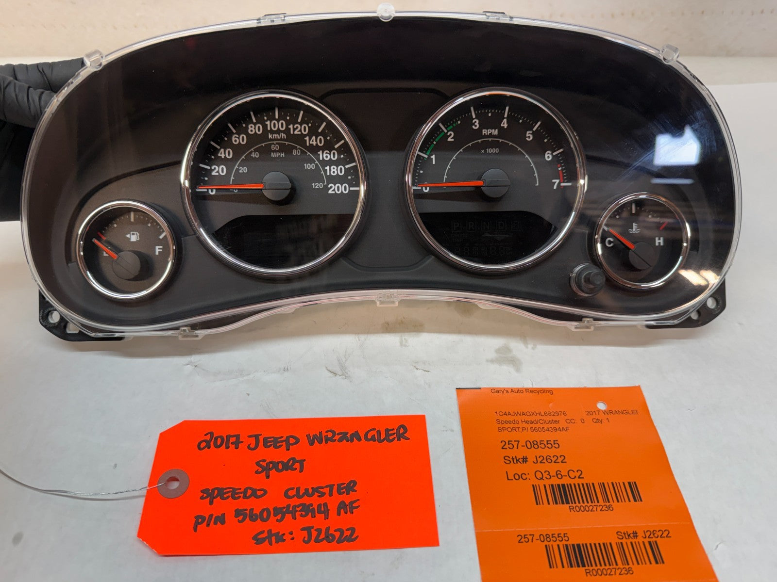 17 JEEP WRANGLER JK 3.6 METRIC SPEEDOMETER GAUGE CLUSTER 56054394AF 12-18