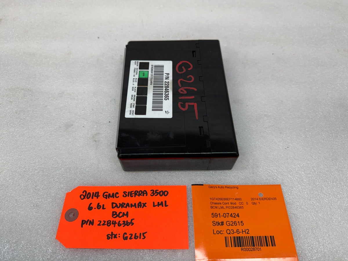 11-14 Chevrolet GMC 2500HD DURAMAX 6.6 LML BCM BODY CONTROL MODULE 22846365