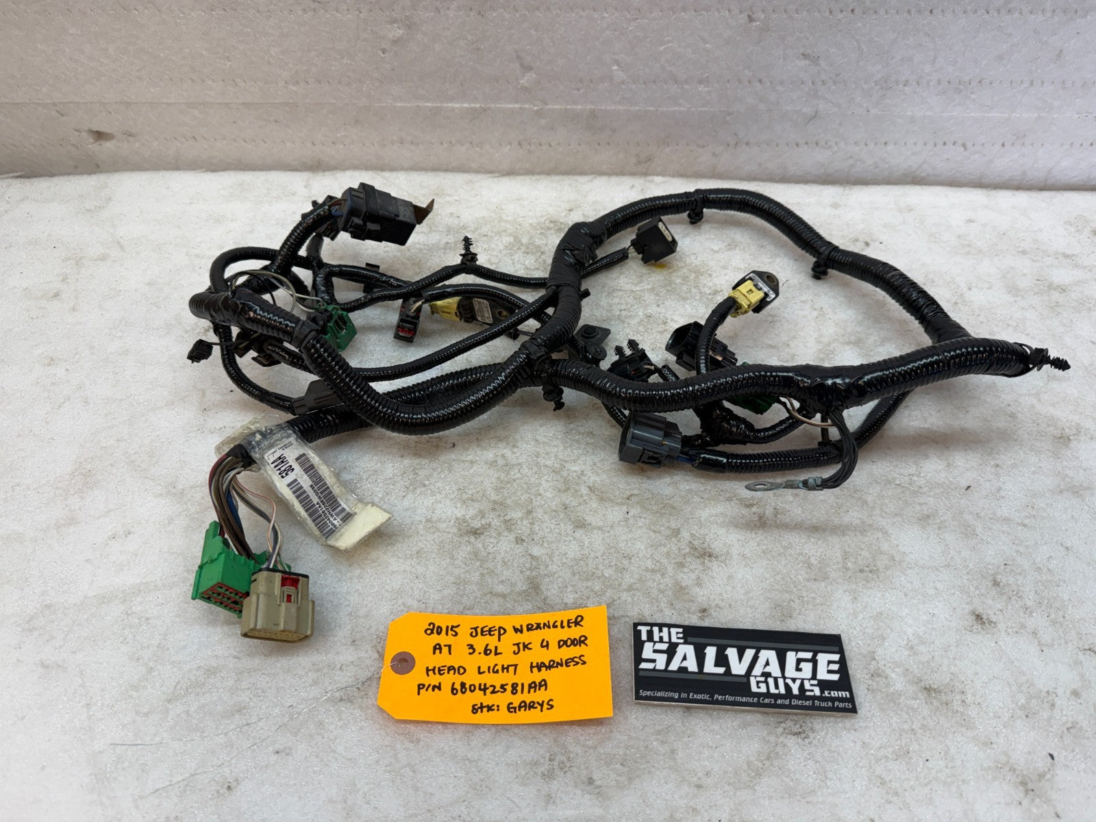 15 JEEP WRANGLER JK FRONT HEADLIGHT HEADLAMP WIRING HARNESS 68042581AA