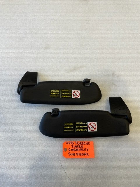 05 PORSCHE 996TT TURBO CABRIOLET LEFT RIGHT SUNVISORS BLACK 99-05 30K!!