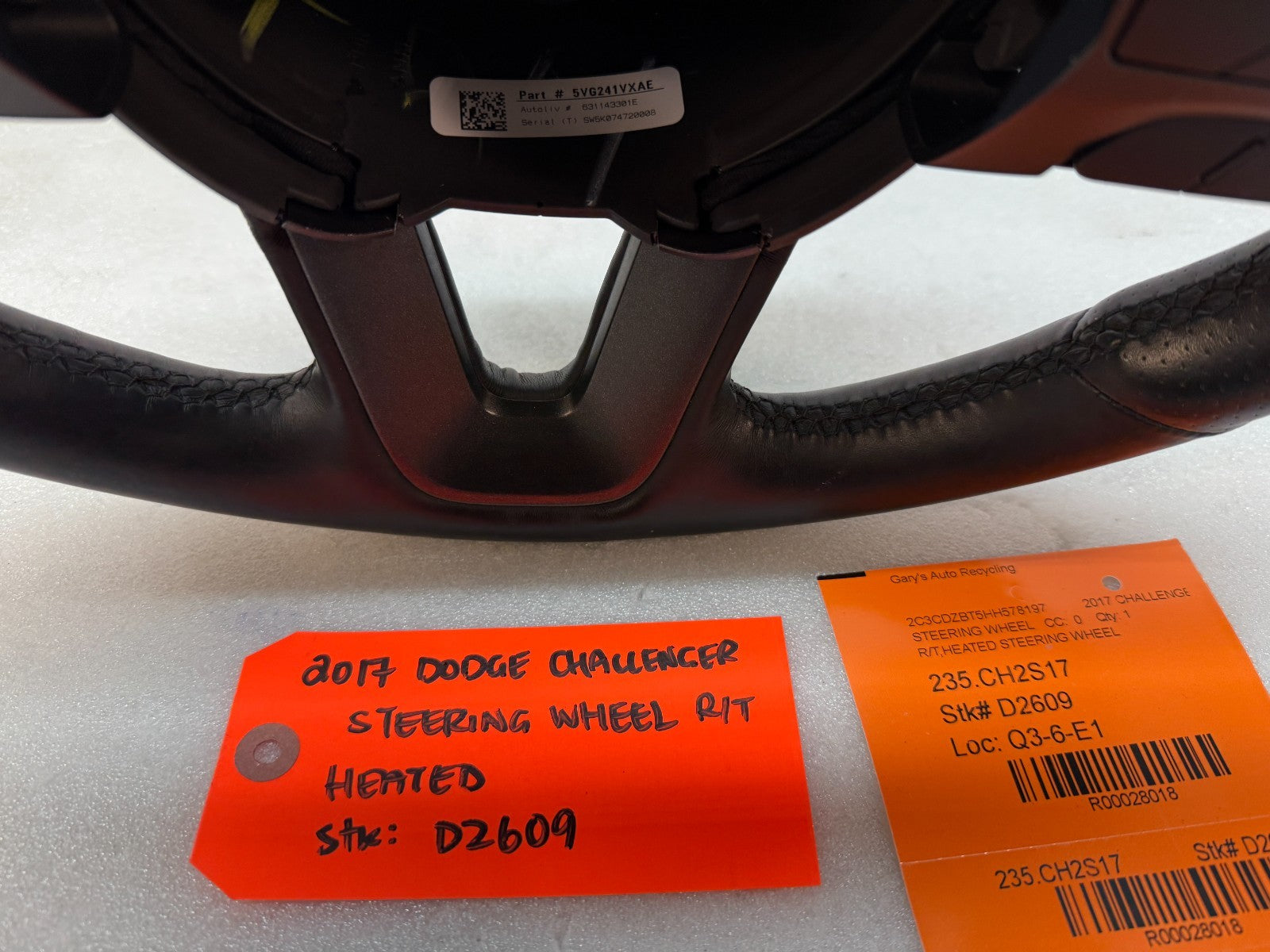 17 DODGE CHALLENGER R/T OEM HEATED BLACK LEATHER STEERING WHEEL MANUAL 15-23