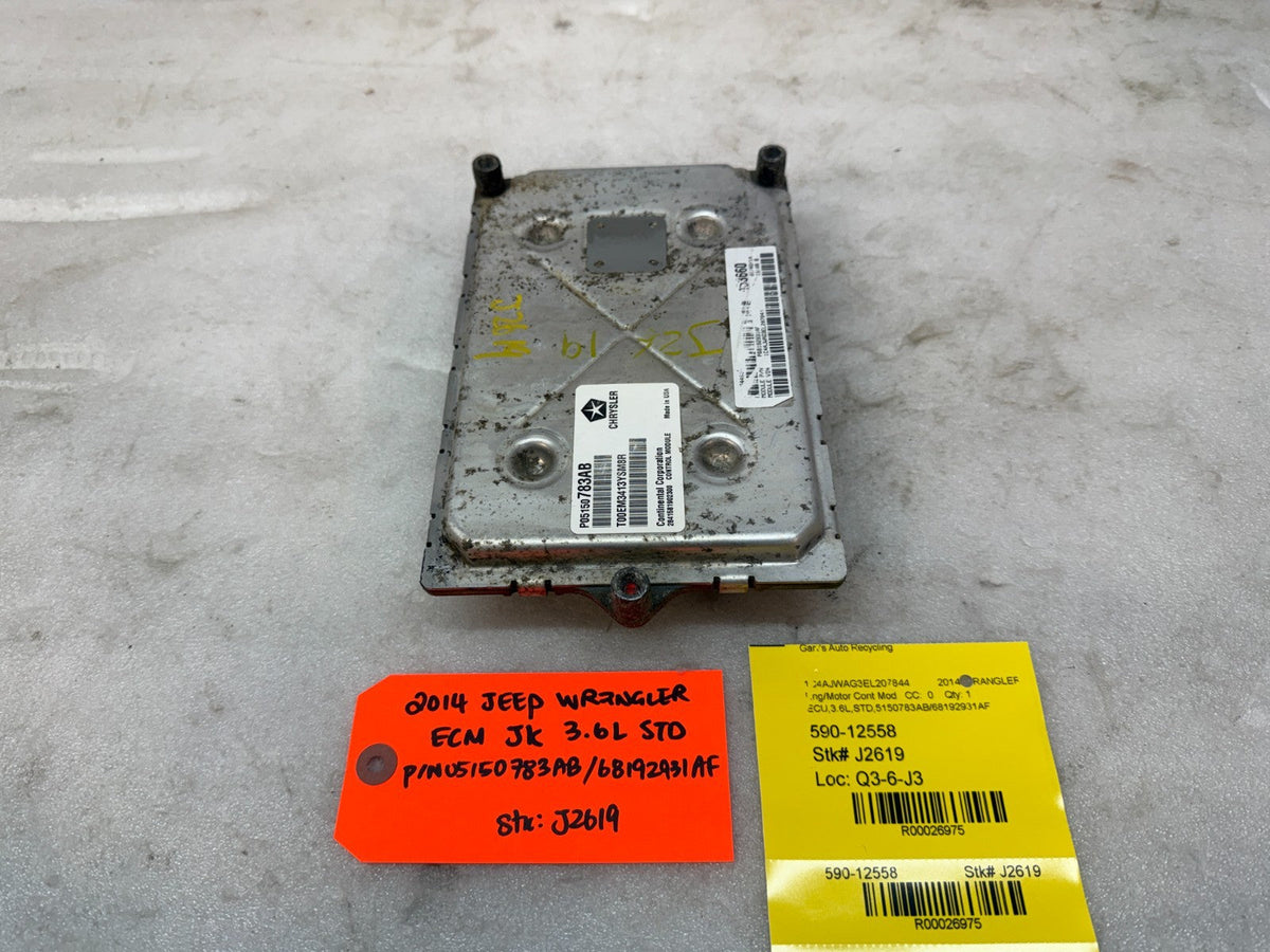 14 JEEP WRANGLER JK 3.6 STANDARD TRANS ENGINE COMPUTER ECM ECU P05150783AB