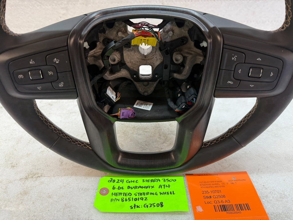 24 25 Chevrolet GMC SIERRA AT4 BLACK LEATHER HEATED STEERING WHEEL 86510192