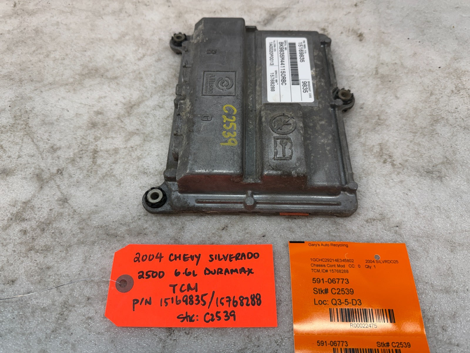 04 Chevrolet GMC SILVERADO 6.6 TCM TCU TRANSMISSION COMPUTER ALLISON 29537441