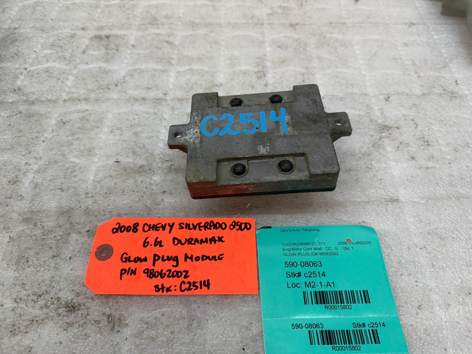07-10 CHEVROLET SILVERADO DURAMAX 6.6 GLOW PLUG CONTROL MODULE OEM 98062002
