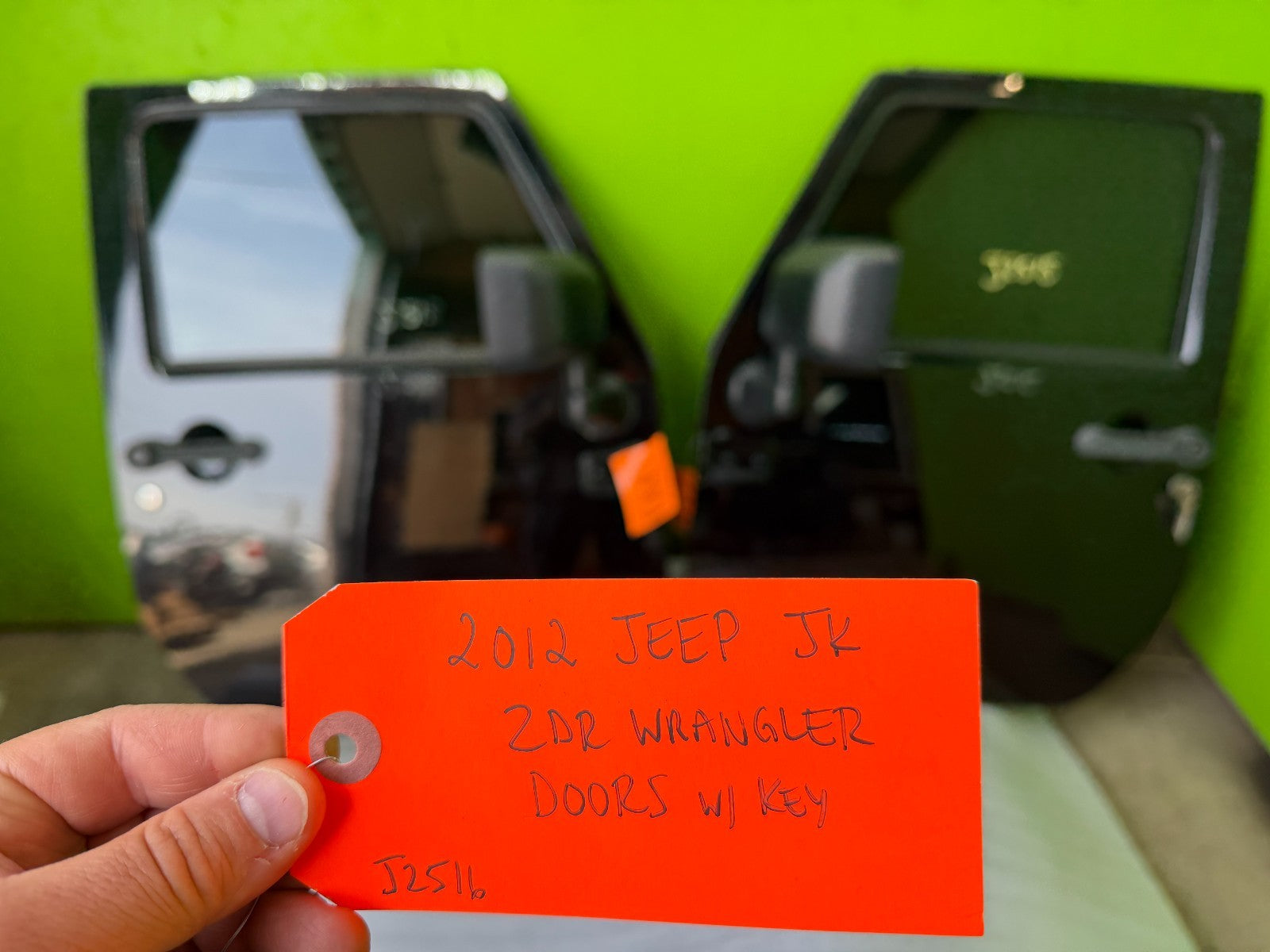 07-18 JEEP WRANGLER JK OEM FULL HARD DOORS BLACK WITH DOOR PANELS MIRROR KEY