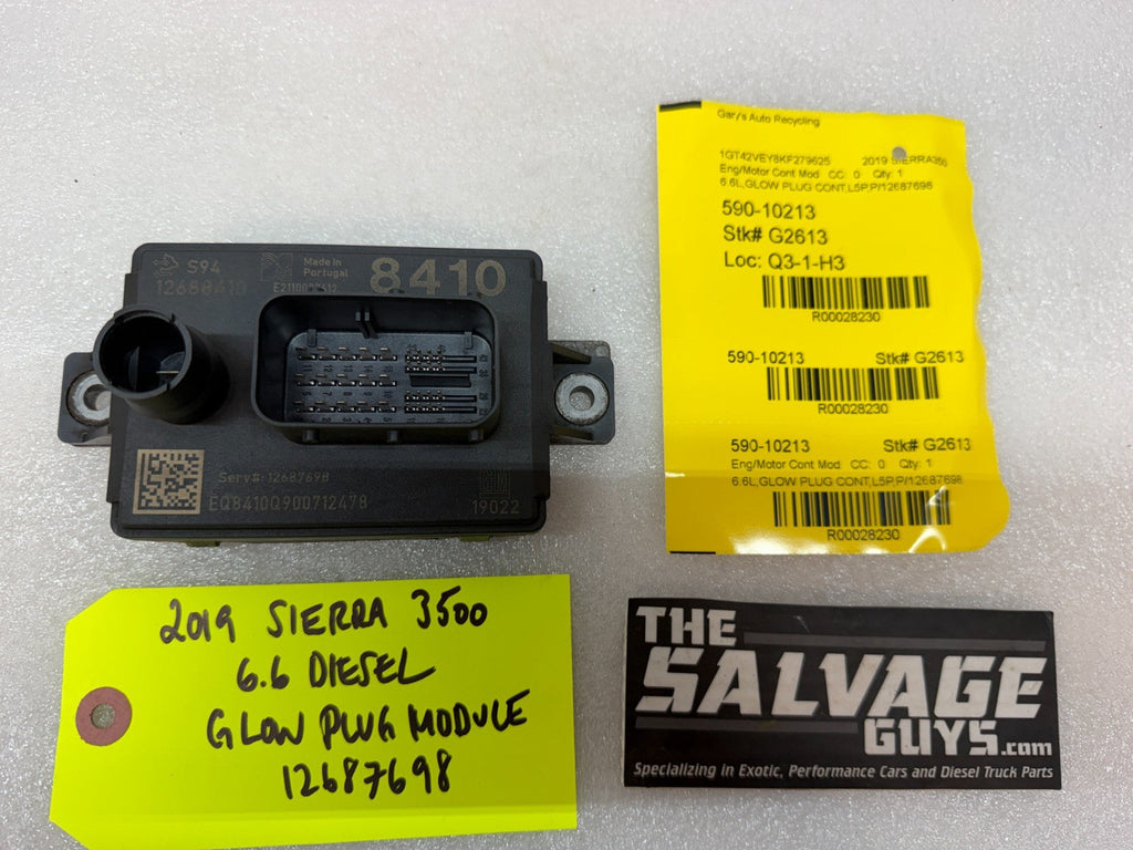 19 CHEVROLET GMC SIERRA SILVERADO 6.6 2500 GPM GLOW PLUG CONTROL MODULE 12687698
