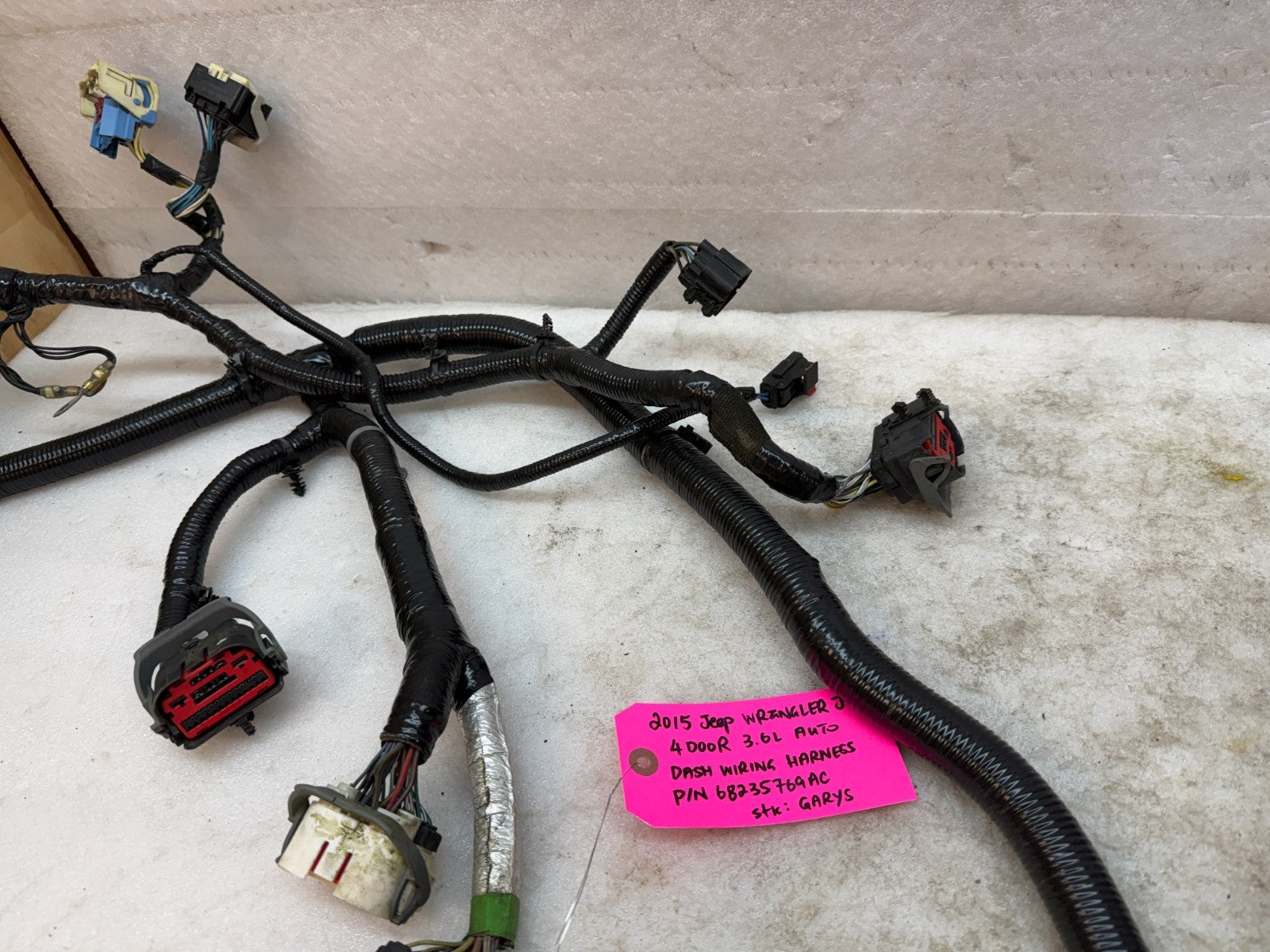 15 JEEP WRANGLER JK 3.6 DASH GAUGE WIRING HARNESS LOOM P68235769AC