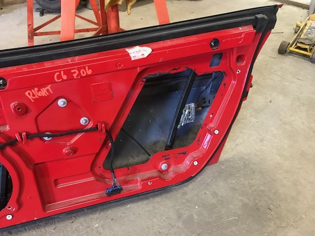 07 CHEVROLET CORVETTE Z06 C6 RIGHT PASSENGER DOOR SHELL RED 05-13