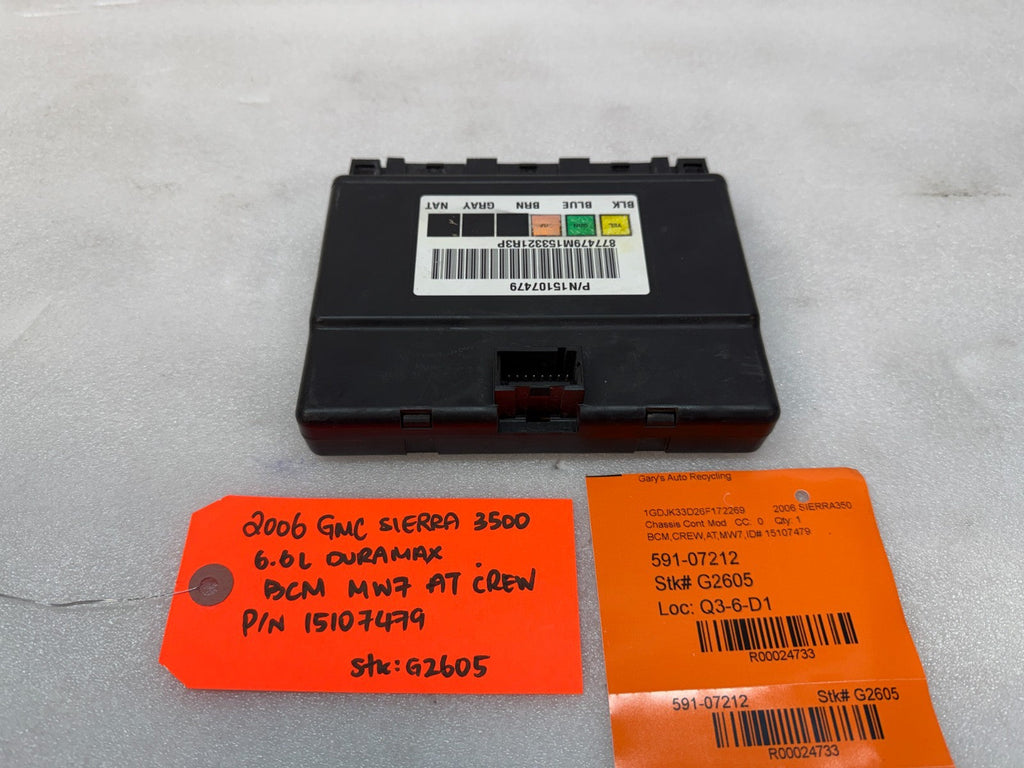 06 07 Chevrolet GMC DURAMAX LBZ 6.6 BODY CONTROL MODULE BCM 15107479