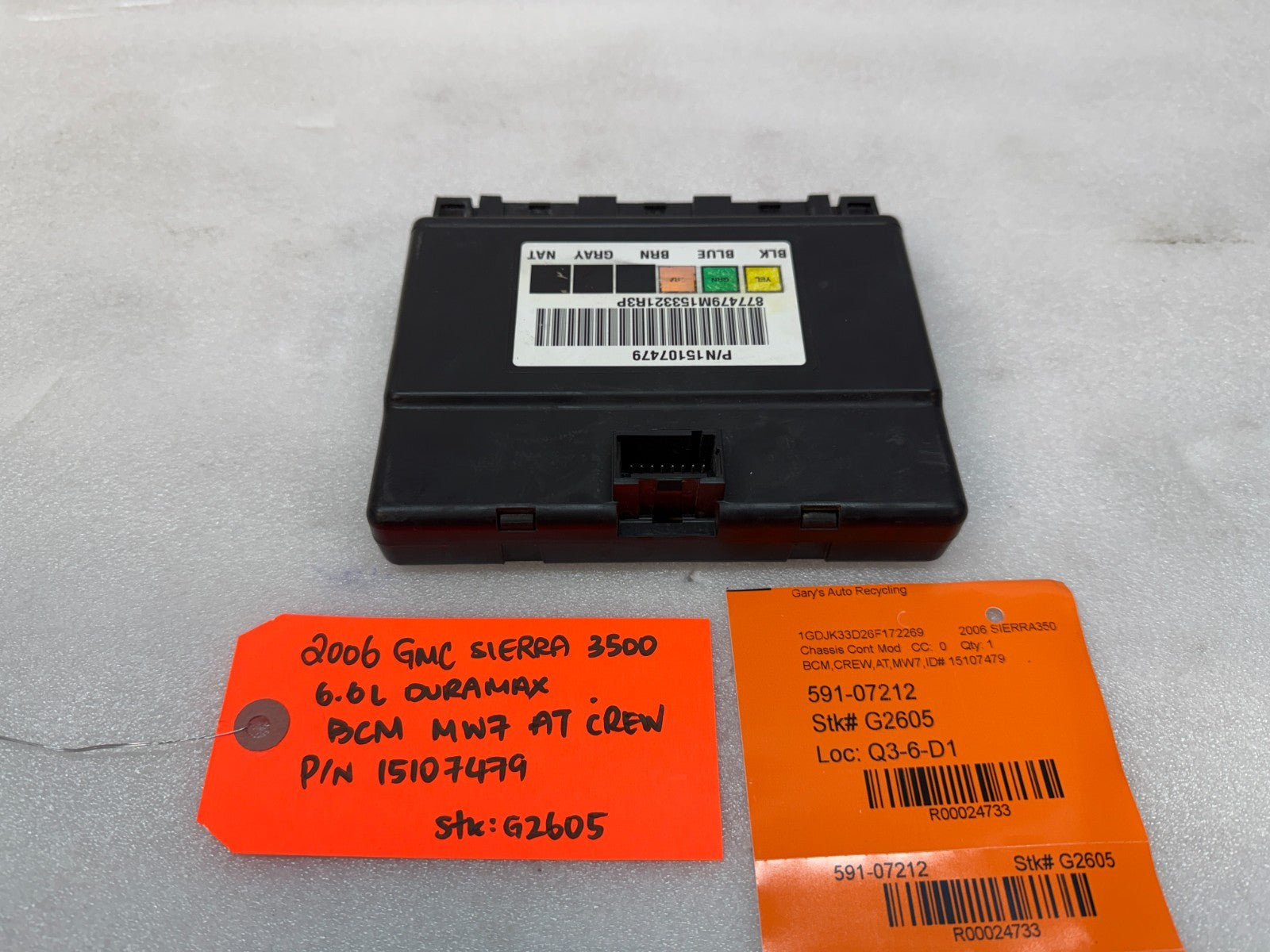 06 07 Chevrolet GMC DURAMAX LBZ 6.6 BODY CONTROL MODULE BCM 15107479