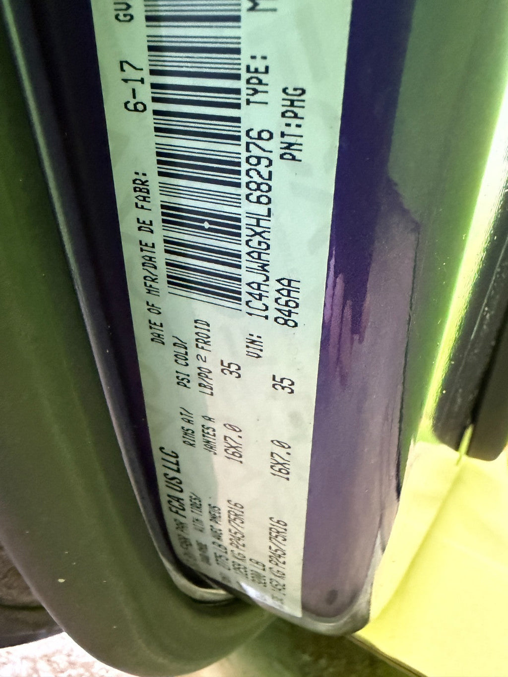 07-18 JEEP WRANGLER JK OEM FULL HARD DOORS PURPLE PHG W/ DOOR PANELS MIRROR KEY