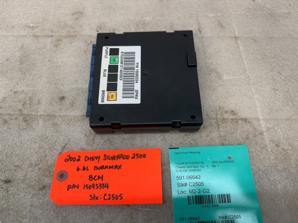 01 02 Chevrolet GMC DURAMAX LB7 6.6 BODY CONTROL MODULE BCM 15095334