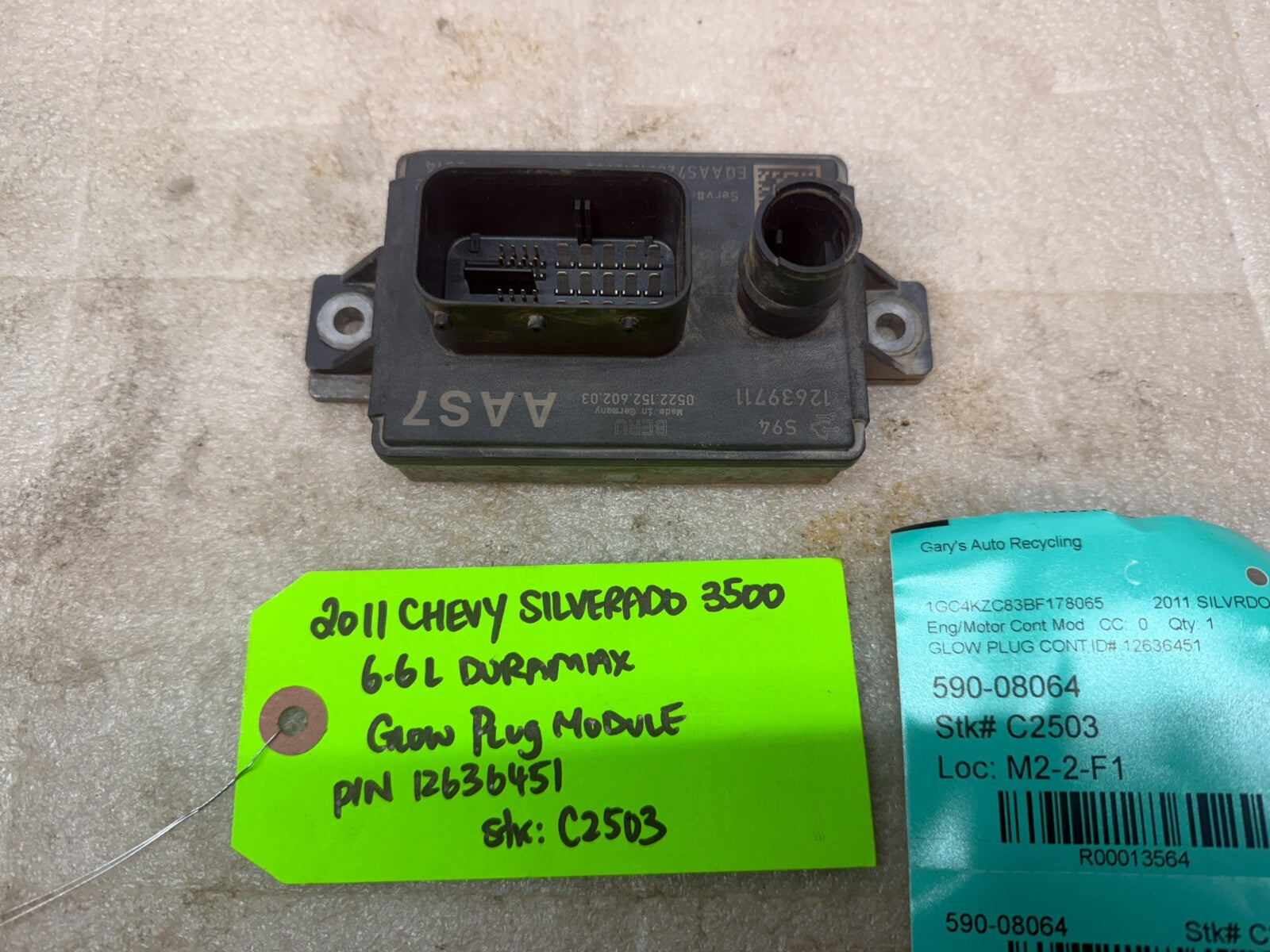 11-14 GMC CHEVROLET SILVERADO 3500HD 6.6 LML OEM GPM GLOW PLUG MODULE 12636451