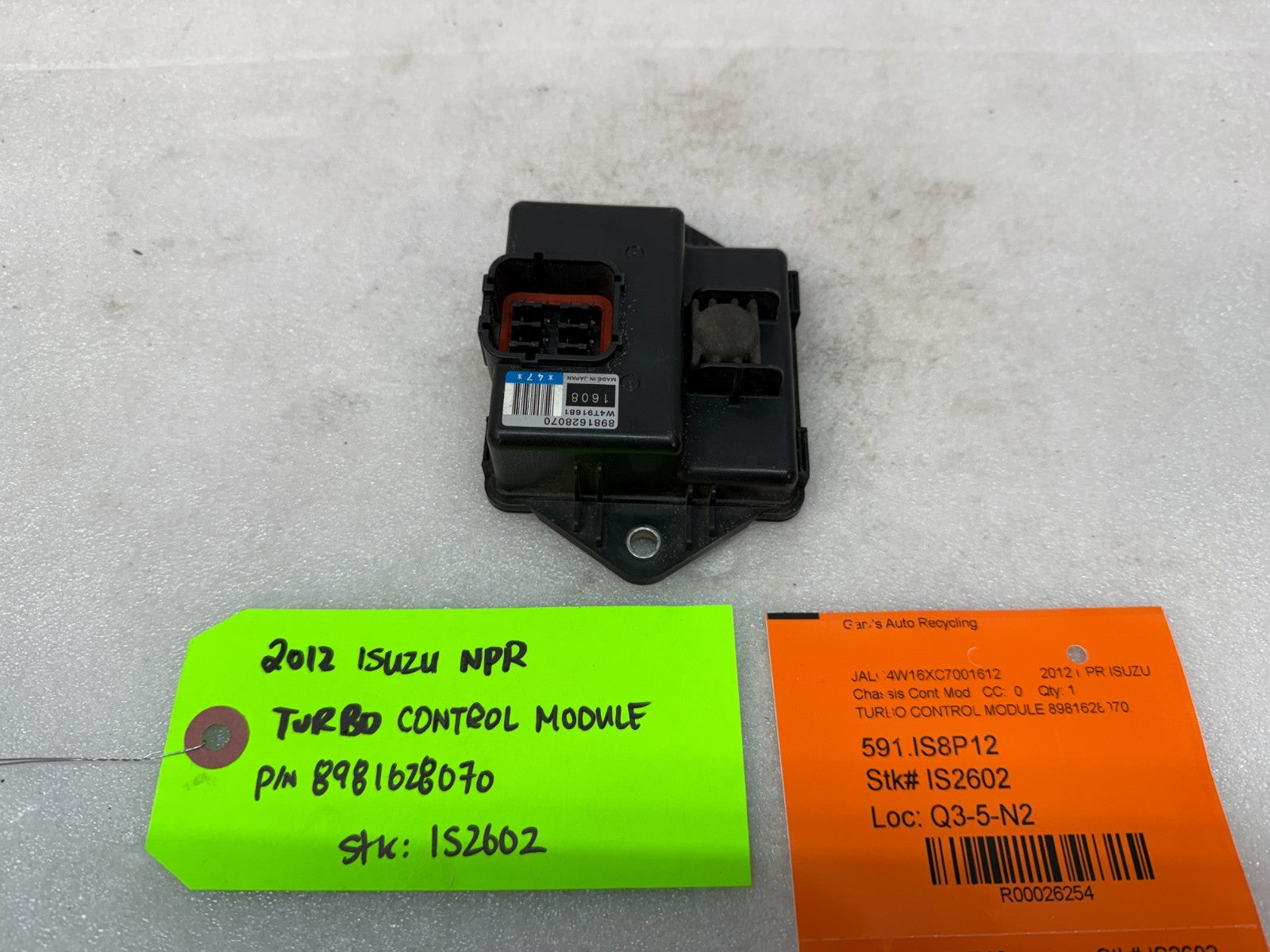 12 ISUZU NRR NPR NQR 5.2 4HK1-TC TURBO CONTROL MODULE 8981628070