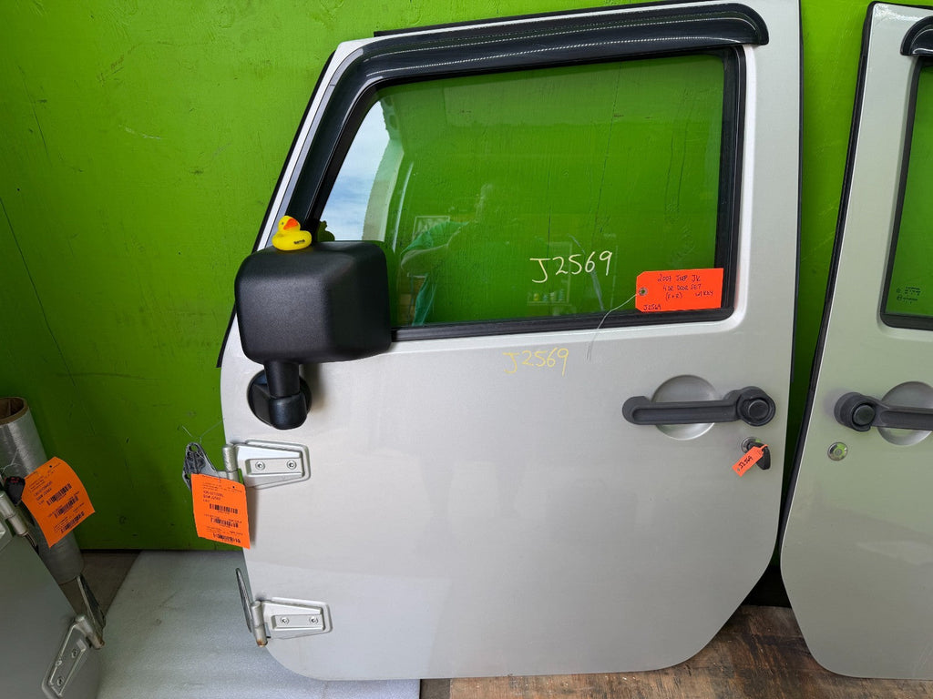 07-18 JEEP WRANGLER JK OEM FULL HARD DOORS SILVER WITH DOOR PANELS MIRRORS KEY