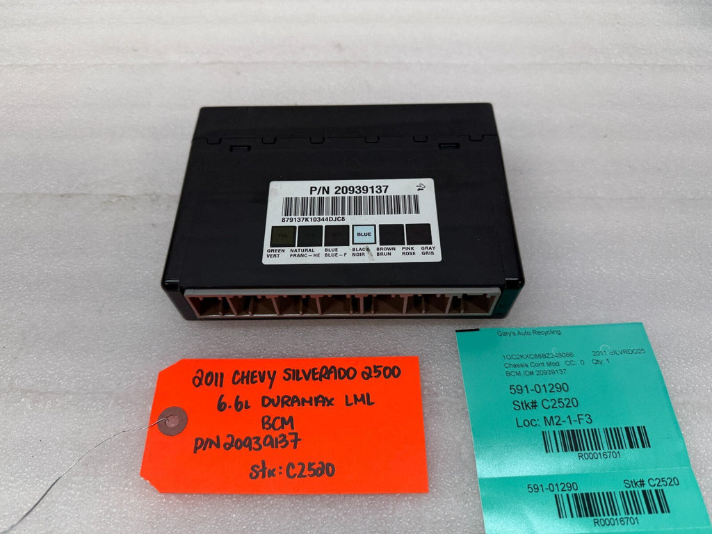 11-14 Chevrolet GMC 2500HD DURAMAX 6.6 LML BCM BODY CONTROL MODULE 20939137