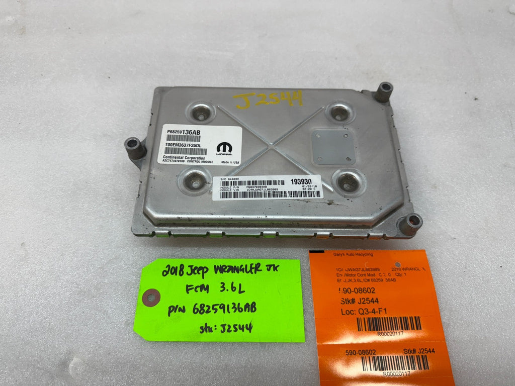 16 17 18 JEEP WRANGLER JK 3.6 AUTO TRANS ENGINE COMPUTER ECM ECU P68259136AB