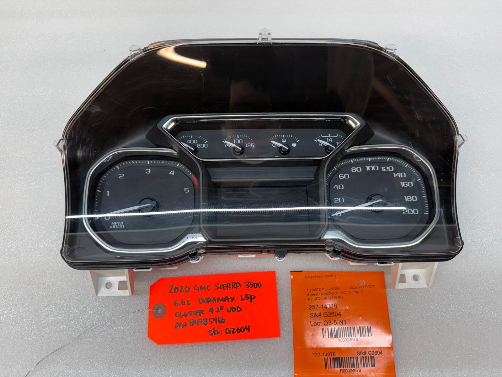 20 GMC SIERRA 2500 3500 DIESEL DURAMAX KMH GAUGE CLUSTER 4.2" UDD 84785466 19-23