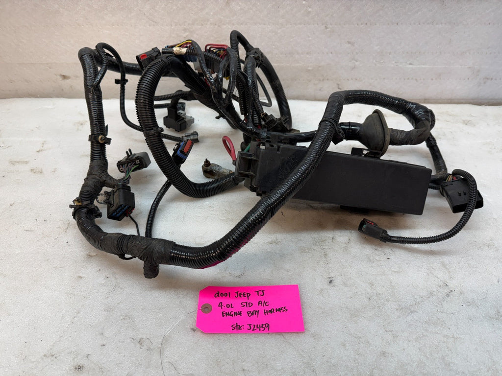 2001 JEEP WRANGLER TJ 4.0 M/T MANUAL TRANS ENGINE FUSE BOX HARNESS LOOM w A/C