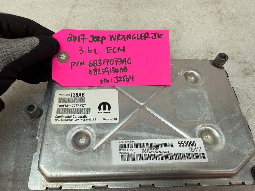 16 17 18 JEEP WRANGLER JK 3.6 AUTO TRANS ENGINE COMPUTER ECM ECU P68259136AB